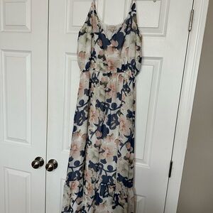 LOFT Pink and Blue Maxi Sundress for Wedding Guest